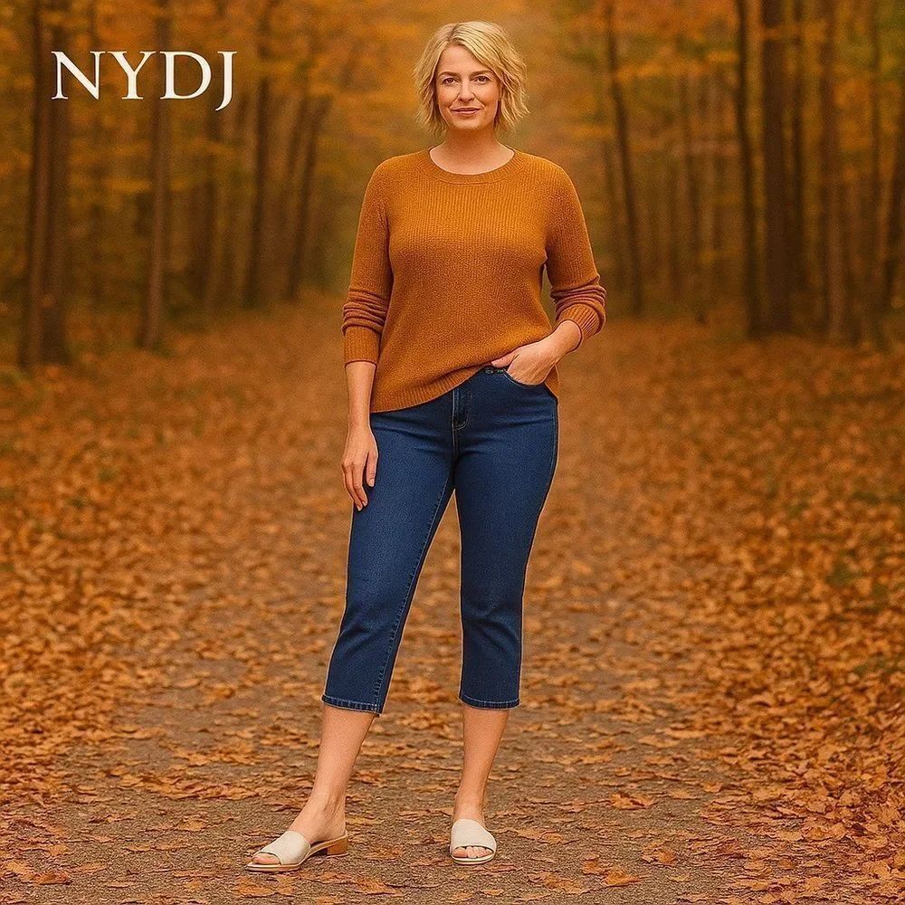 New NYDJ Women's Caliente Slim Straight Crop Blue Jeans 00